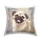 Stupell Industries Happy Pug Dog Beige Grey Patchwork Pattern Throw Pillow 18" x 18"